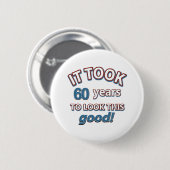 第60年の誕生日のデザイン 缶バッジ (正面&裏面)