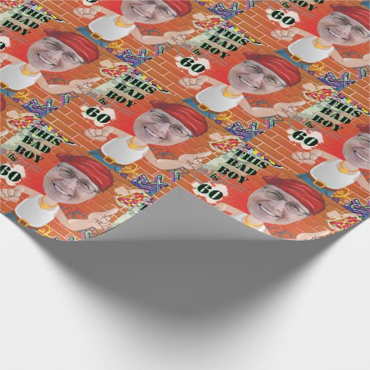 第60期男子誕生日バートボーイおもしろい顔切り抜き ラッピングペーパー (角)
