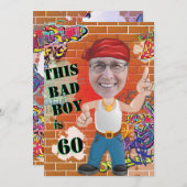 第60期男子誕生日バートボーイおもしろい顔切り抜き 招待状 (正面/裏面)