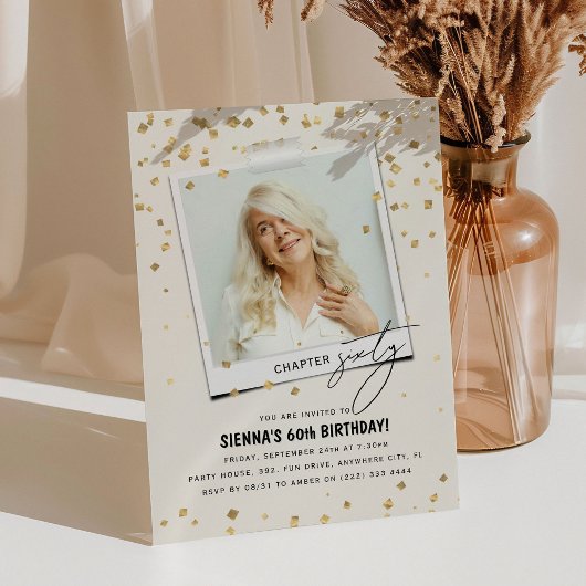 第60章おもしろいモダン写真60誕生日 招待状