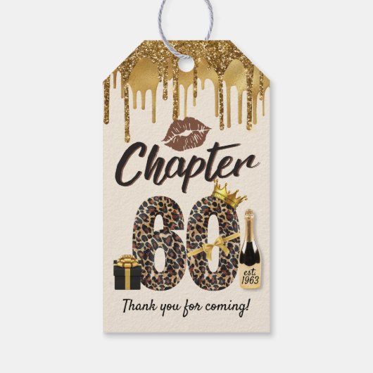 第60章レオパード・プリント第70誕生日・クイーン・金ゴールド ギフトタグ (裏面)