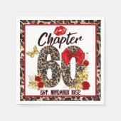 第60章レッド&金ゴールドヒョウ60誕生日 スタンダードカクテルナプキン (正面)