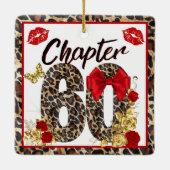 第60章レッド&金ゴールドヒョウ60誕生日 セラミックオーナメント (裏面)