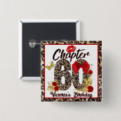 第60章レッド&金ゴールドヒョウ60誕生日 缶バッジ (正面&裏面)