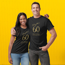 第60章第60回誕生日パーティーブラックと金ゴールド Tシャツ