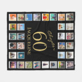 第60章黒金ゴールド第60誕生日写真 フリースブランケット (正面(横))