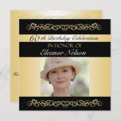 第60第69写真を持つバースデーパーティ招待状 招待状 (正面/裏面)