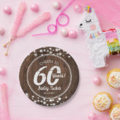第60素朴誕生日ストリングライト誕生パーティー ペーパープレート (パーティー)