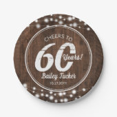 第60素朴誕生日ストリングライト誕生パーティー ペーパープレート (正面)