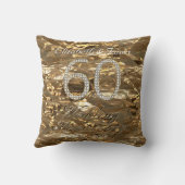 第60結婚記念日のダイヤモンド結婚式の金ゴールドの上品 クッション (裏面)