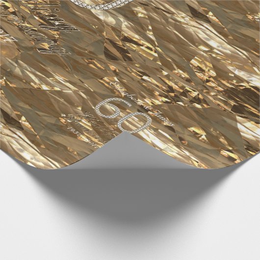 第60結婚記念日のダイヤモンド結婚式の金ゴールドの上品 ラッピングペーパー (角)