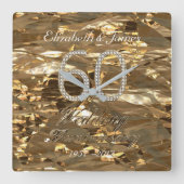 第60結婚記念日のダイヤモンド結婚式親 スクエア壁時計 (正面)