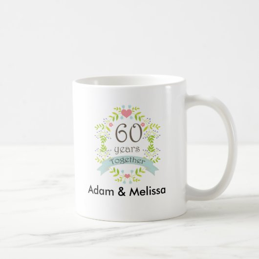 第60結婚記念日のパーソナライズなマグ コーヒーマグカップ (右)