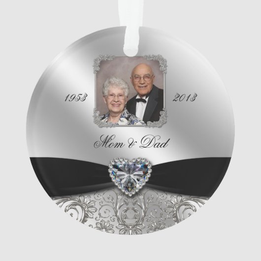 第60結婚記念日の写真のアクリルのオーナメント オーナメント (裏面)
