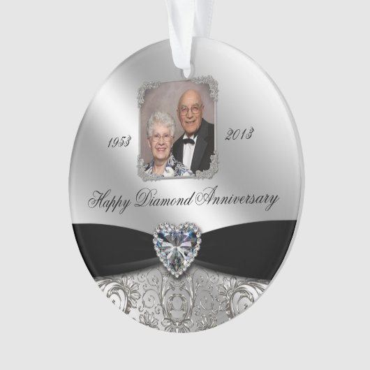 第60結婚記念日の写真のアクリルのオーナメント オーナメント (正面)