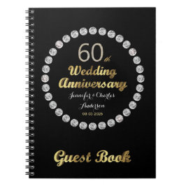 第60結婚記念日の来客名簿の金ゴールドのダイヤモンド ノートブック