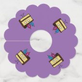 第60蝋燭チョコレートアイシングが付いているお誕生日ケーキ ワイングラスタグ (裏面)