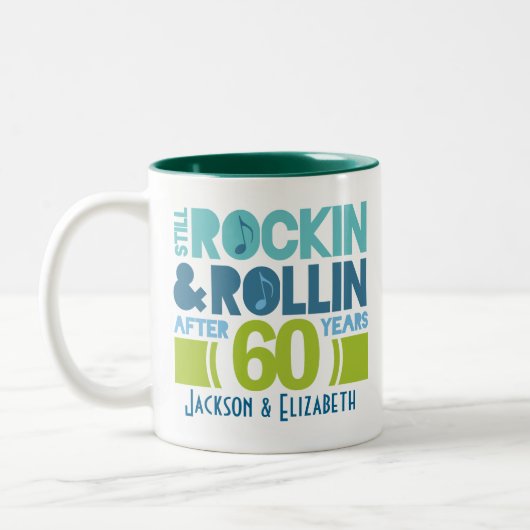 第60記念日のパーソナライズなマグのギフト ツートーンマグカップ (左)