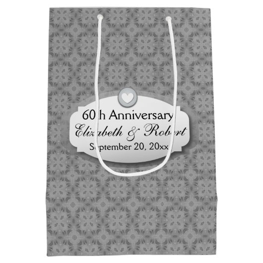 第60記念日の結婚記念日のダイヤモンドA30 ミディアムペーパーバッグ (裏面)