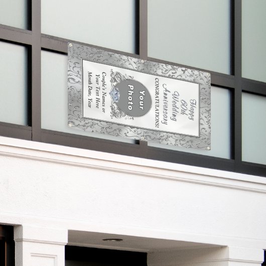 第60記念日の装飾のアイディア、ダイヤモンドの旗 横断幕 (ビルの外側)