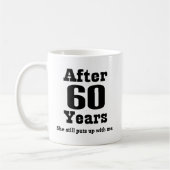 第60記念日(おもしろいな) コーヒーマグカップ (左)