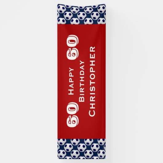 第60誕生会のサッカーボールの旗、大人 横断幕 (縦)
