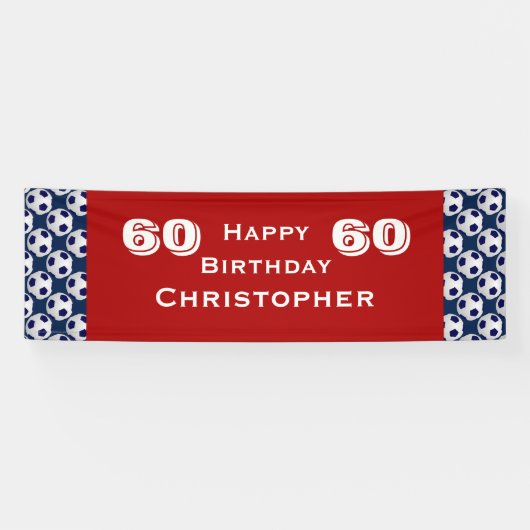 第60誕生会のサッカーボールの旗、大人 横断幕 (横)