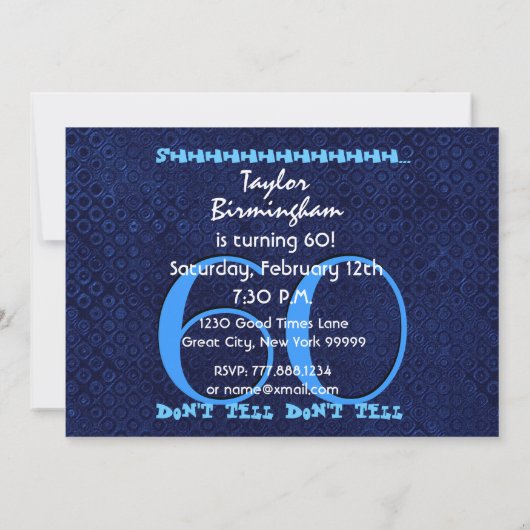 第60誕生会のロイヤルブルーV10Aを驚かして下さい 招待状 (裏面)