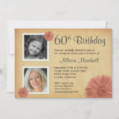 第60誕生会の素朴なデイジー2の写真の招待 招待状 (正面)