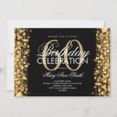 第60誕生会の輝きの金ゴールド 招待状 (正面)