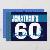 第60誕生会青いパターン真夜中および海軍 招待状 (正面/裏面)