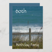 第60誕生日のお祝い海か女性 招待状 (正面/裏面)