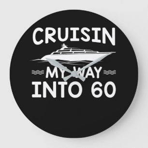第60誕生日のクルージングへのCruisinの方法 ラージ壁時計