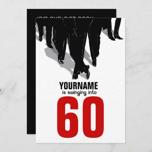 第60誕生日のスウィンガーのラットのパックのパーティー 招待状 (正面/裏面)