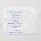 第60誕生日のダマスク織およびフェイクな弓は日付を救います セーブザデート (裏面)