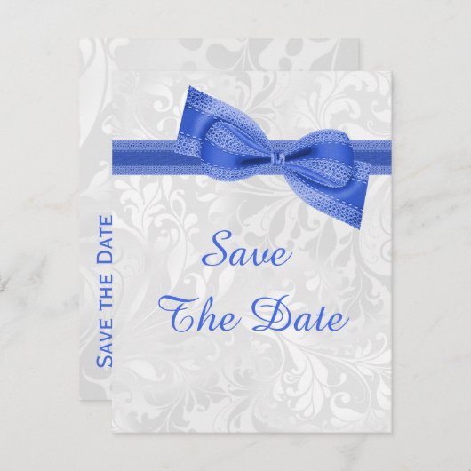 第60誕生日のダマスク織およびフェイクな弓は日付を救います セーブザデート (正面/裏面)