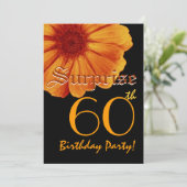 第60誕生日のテンプレートの金ゴールドのオレンジデイジーを驚かして下さい 招待状 (スタンド正面)