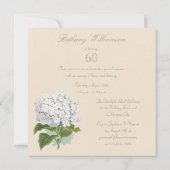 第60誕生日のパリのヴィンテージの白いアジサイの花 招待状 (裏面)