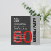 第60誕生日のモダンで赤い銀製の黒C946 招待状 (スタンド正面)