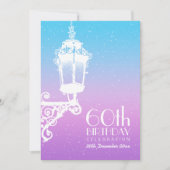 第60誕生日のヴィンテージランプの青及び紫色 招待状 (正面)