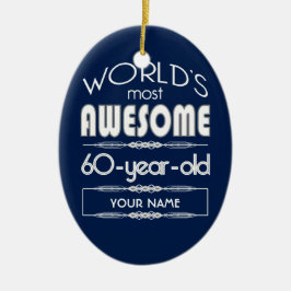 第60誕生日の世界の最も最高のですばらしい濃紺 セラミックオーナメント