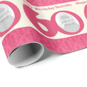 第60誕生日の写真のおもしろいのクリームのピンクに包むこと ラッピングペーパー (ロールコーナー)