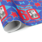 第60誕生日の写真のおもしろいの紫系統のギフト用包装紙 ラッピングペーパー (ロールコーナー)