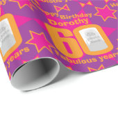 第60誕生日の写真のおもしろいの紫色のピンクのギフト用包装紙 ラッピングペーパー (ロールコーナー)