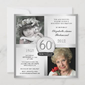 第60誕生日の招待状にそして及び今写真銀を着せて下さい 招待状 (正面)