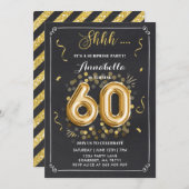 第60誕生日の招待状の金ゴールドの黒板を驚かして下さい 招待状 (正面/裏面)
