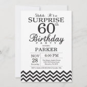 第60誕生日の招待状の黒シェブロンを驚かして下さい 招待状 (正面)