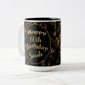 第60誕生日の黒と金ゴールド ツートーンマグカップ (正面左)