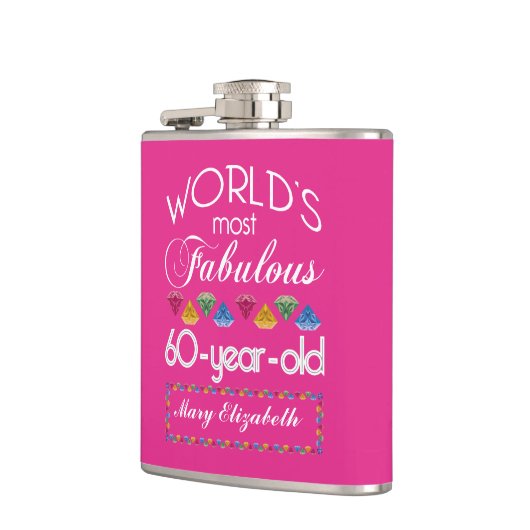 第60誕生日ほとんどのすばらしくカラフルな宝石のピンク フラスク (左)