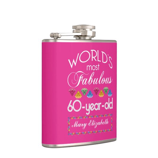 第60誕生日ほとんどのすばらしくカラフルな宝石のピンク フラスク (右)